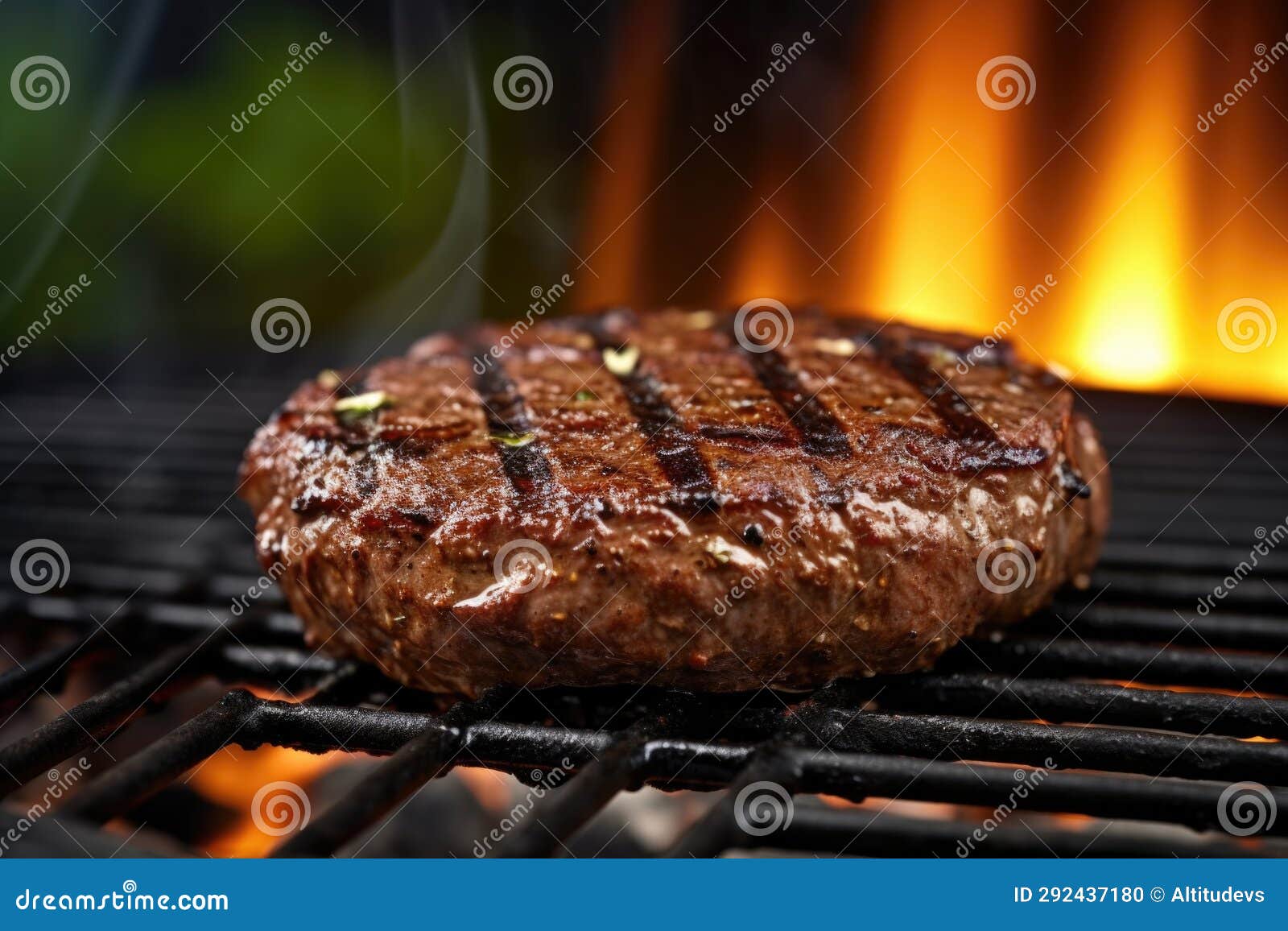 Grill with a Closeup View of a Single Burger Patty Stock Photo Image of patty, barbecue 292437180
