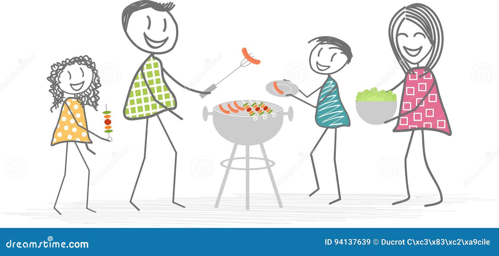 Grill in der Familie vektor abbildung. Illustration von wurst 94137639