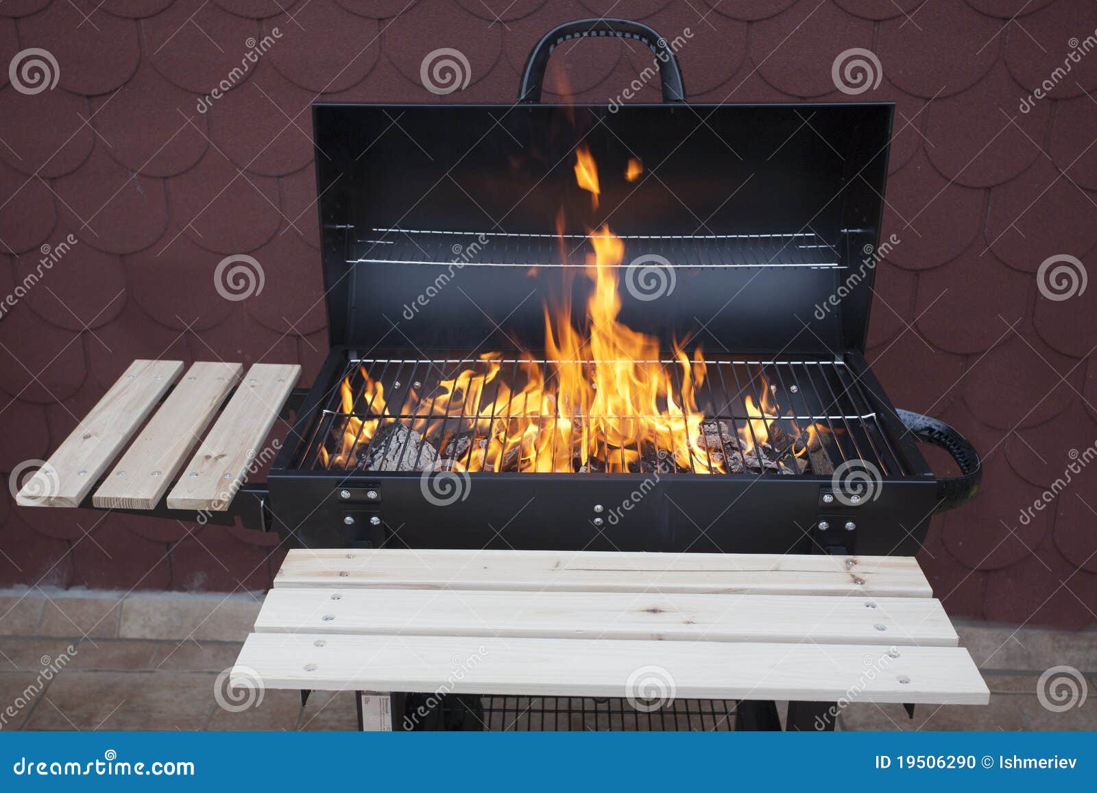 Grill on fire stock photo. Image of lunch, food, cook 19506290