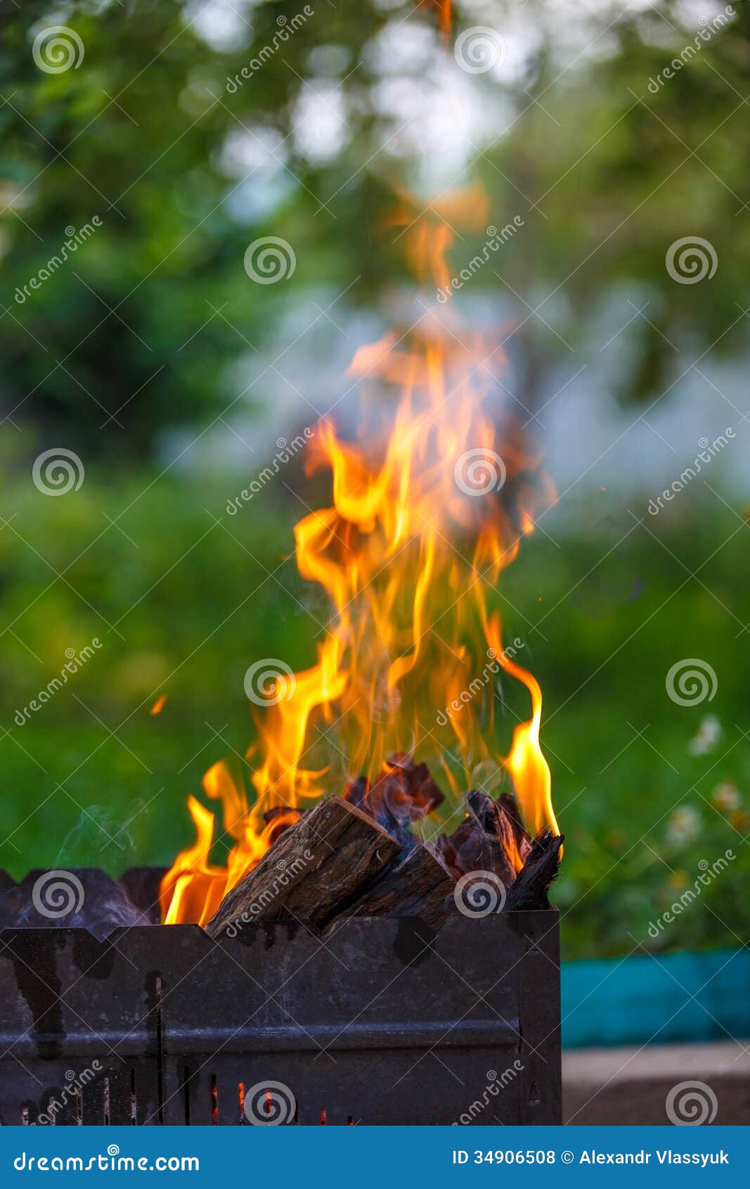 Grill in flames stock photo. Image of barbeque, food - 34906508