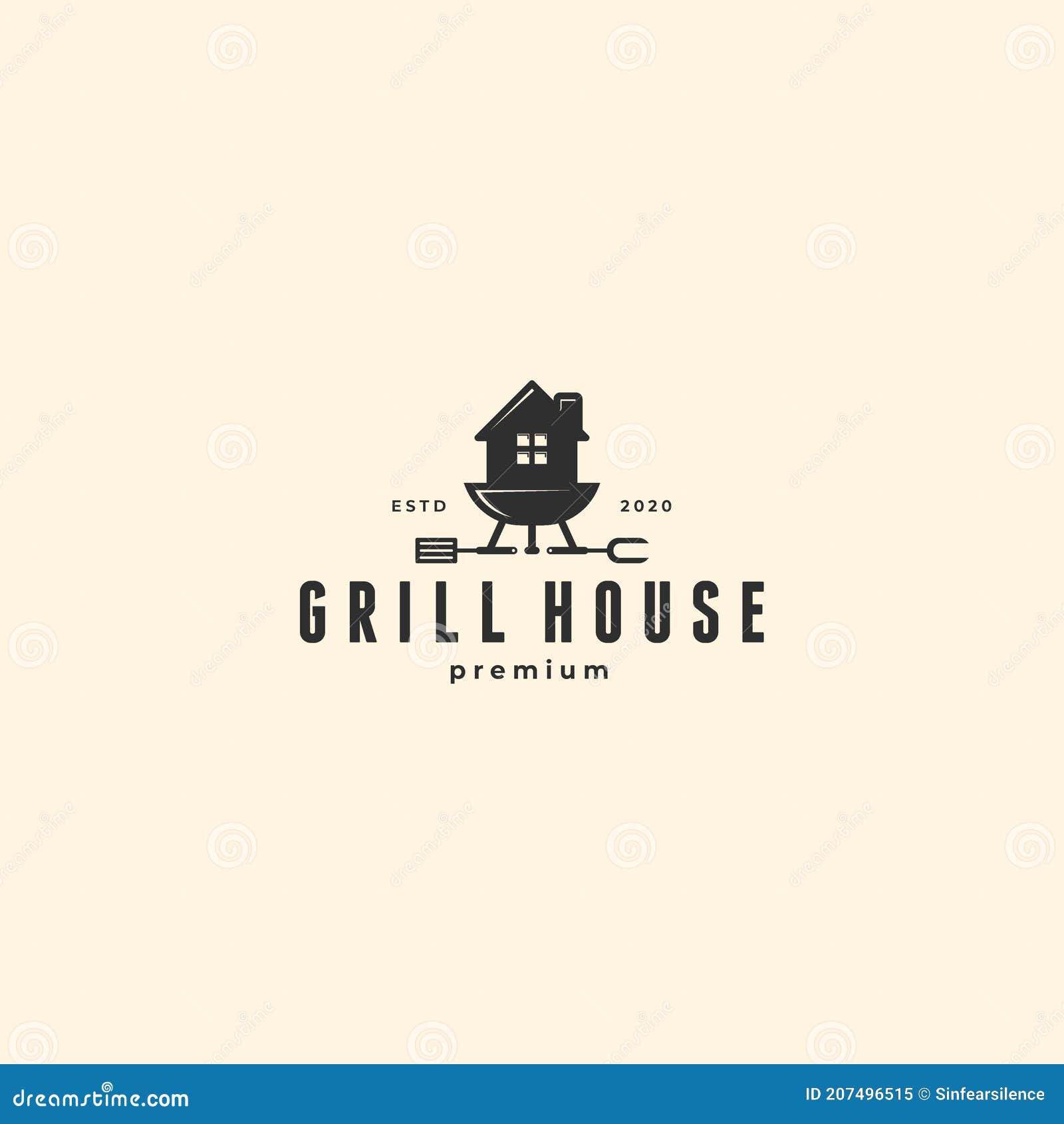 Grill House Restaurant Icon Logo Design Illustration Stock Vector