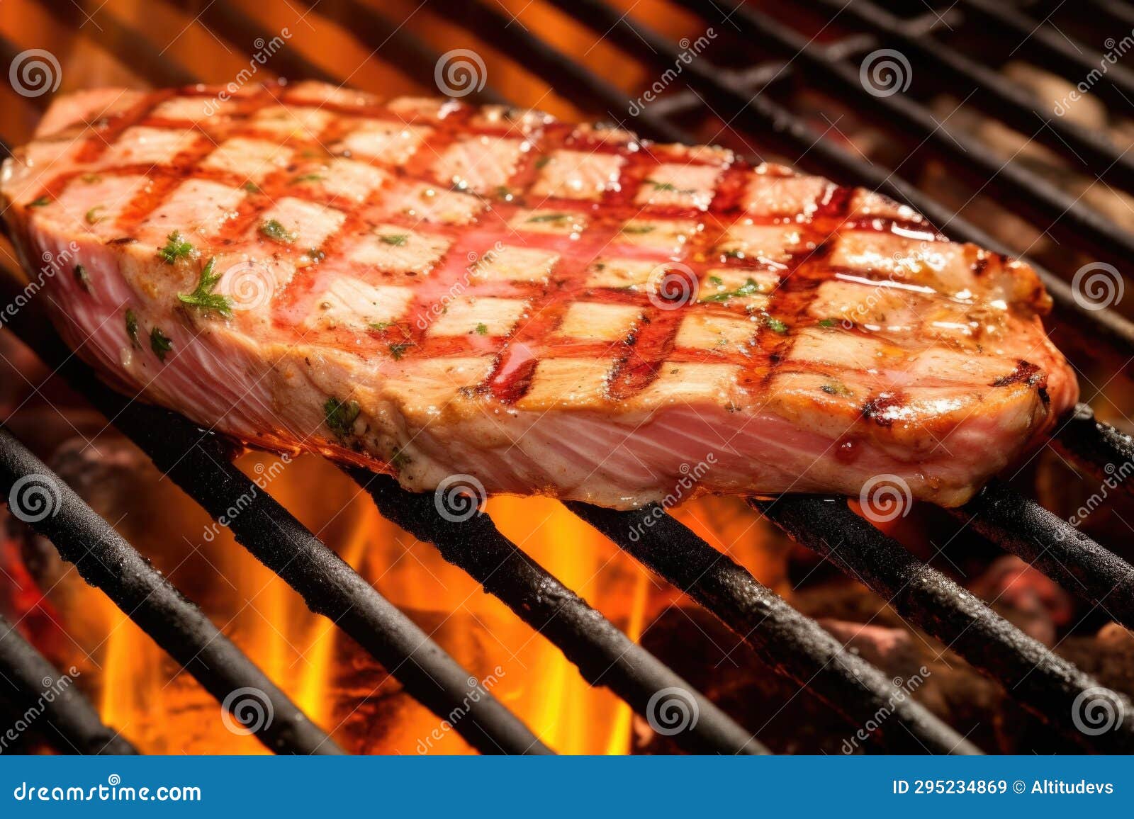 Grill Marks on a Thickly Cut Tuna Steak Stock Image Image of