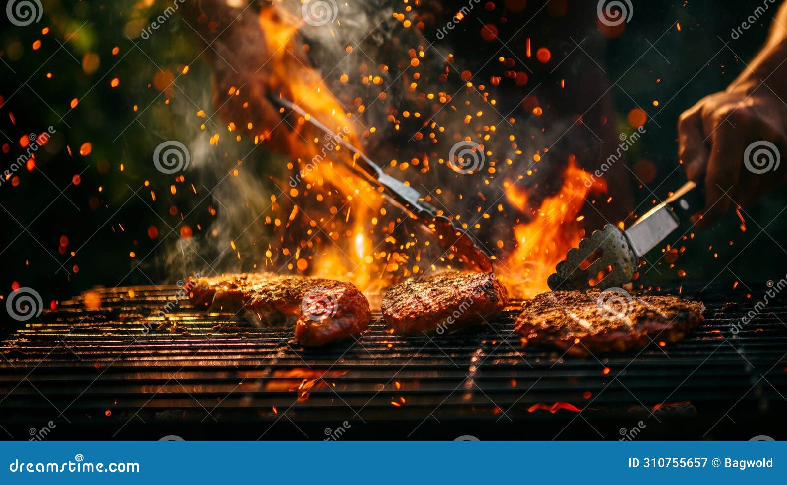 Grill Master BBQ King Meat and Fire Stock Illustration Illustration