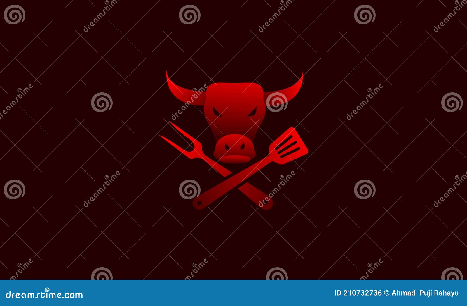 grill red abstract with cow head logo   icon  