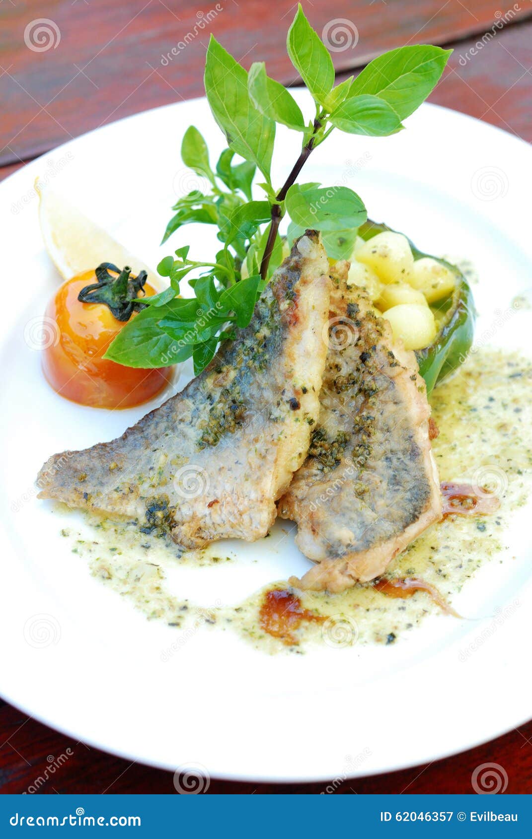 Grill Sea bass stock image. Image of pepper, grill, closeup 62046357