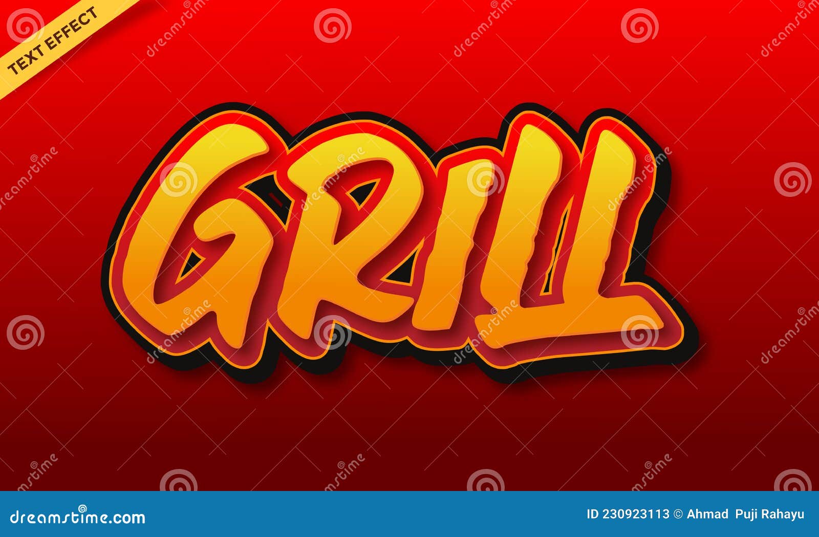 Grill Text Effect Design Template Stock Vector Illustration of smoke