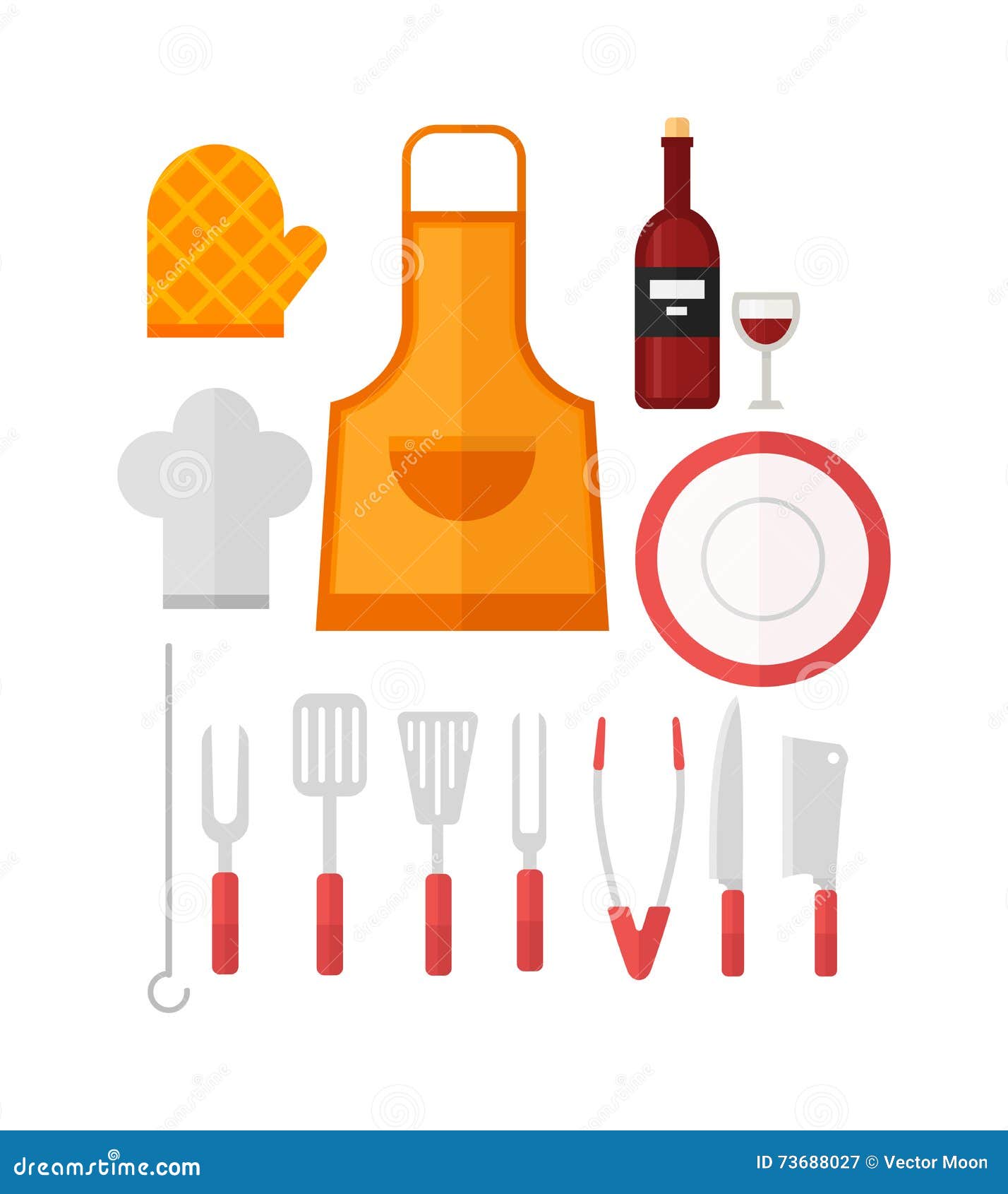 Grill tools vector set. stock vector. Illustration of isolated 73688027