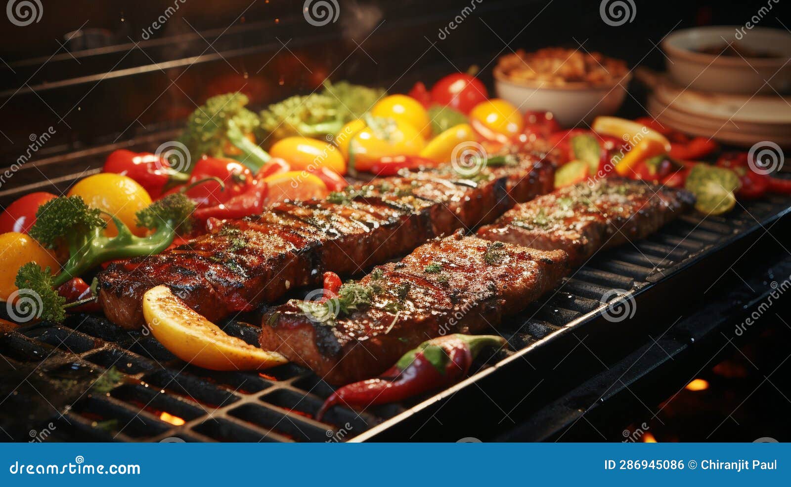 A Grill with a Variety of Meats on it Stock Photo Image of restaurant