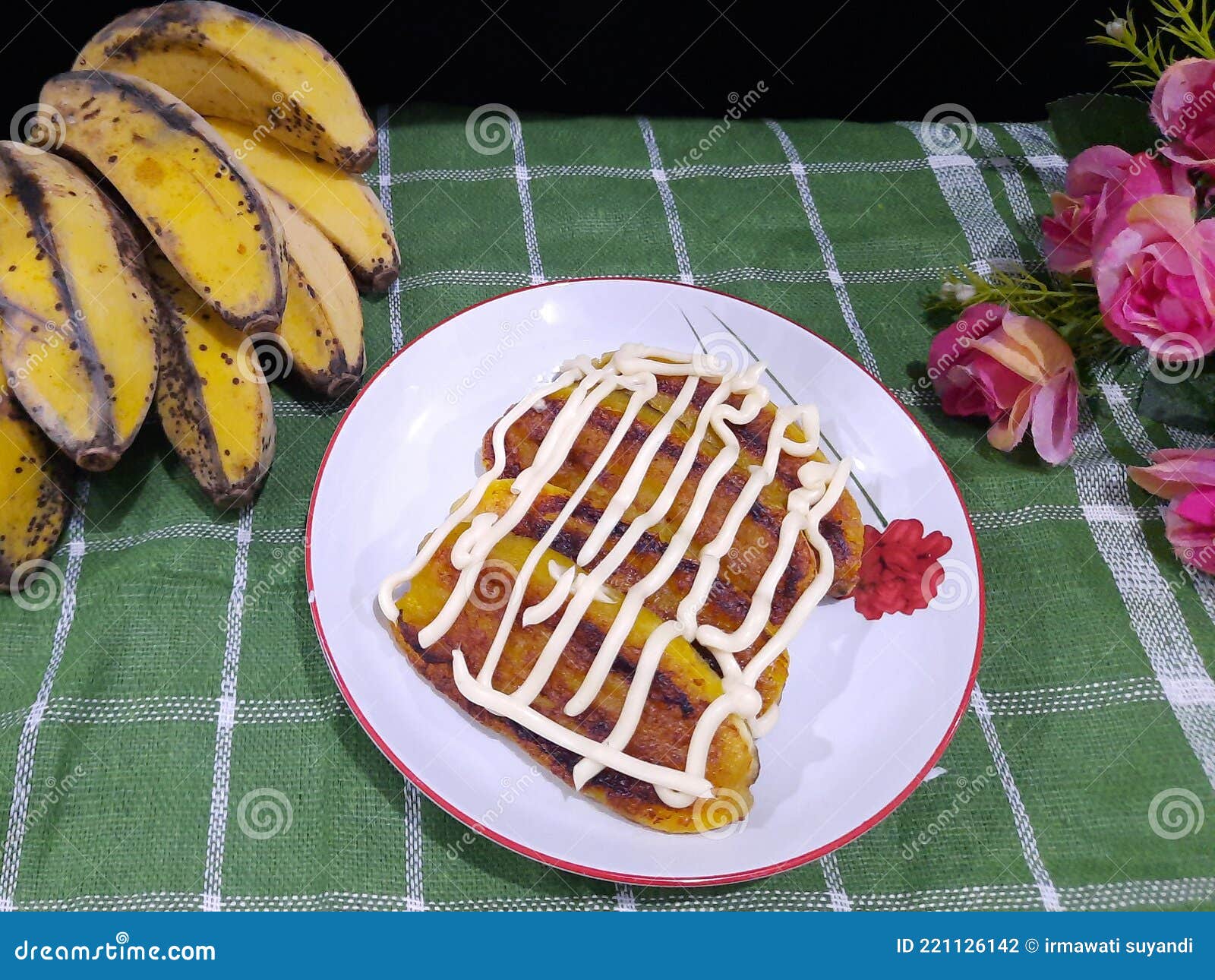 Grilled Banana with Cheese Jam on Top Stock Photo Image of banana