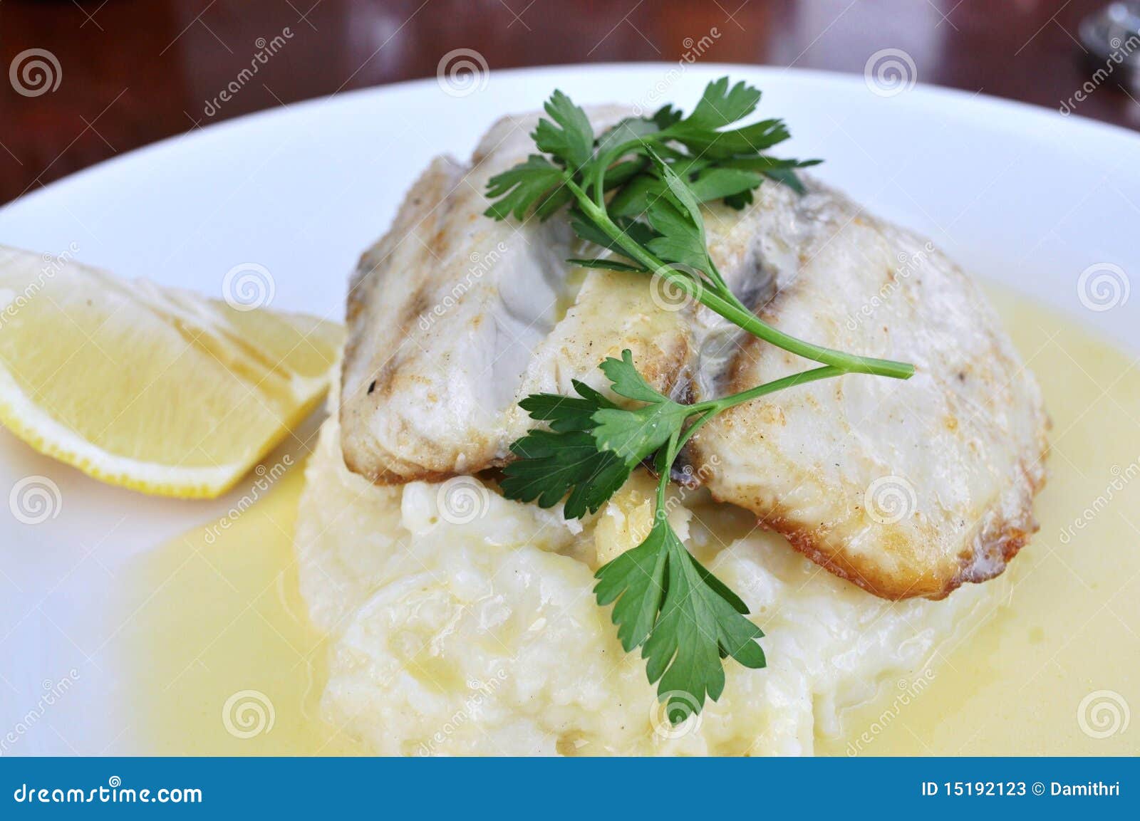 Grilled Barramundi Fillet stock image. Image of parsley 15192123