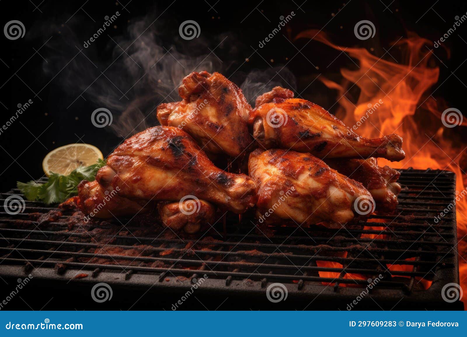 Grilled Bbq Spicy Chicken Wings with Dipping Sauce Stock Image Image