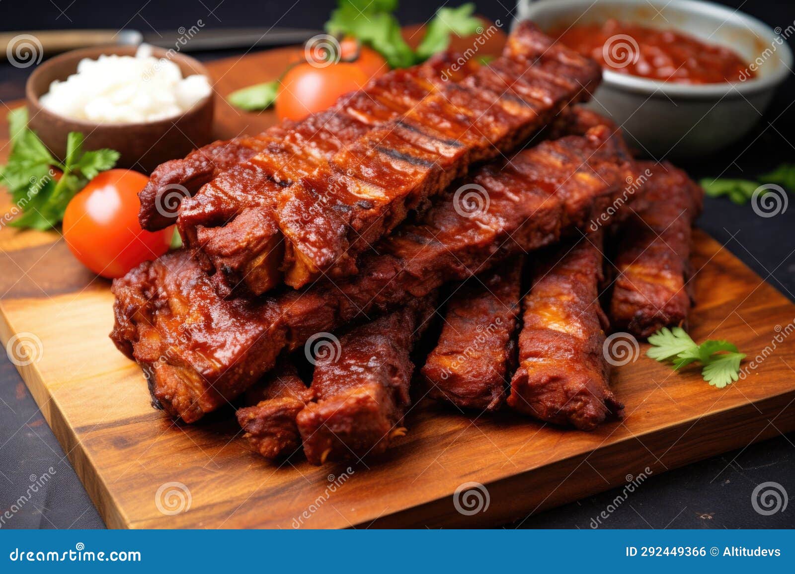 Grilled Bbq Tempeh Ribs on a Chopping Board Stock Photo Image of