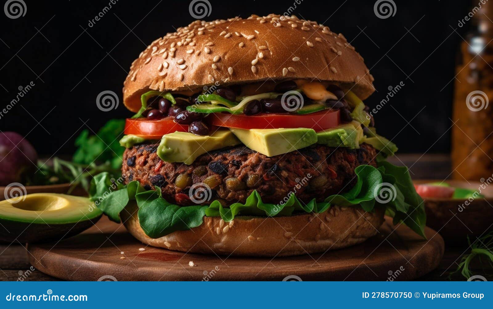 Grilled Beef Burger with Cheddar Cheese on Ciabatta Bun, Rustic