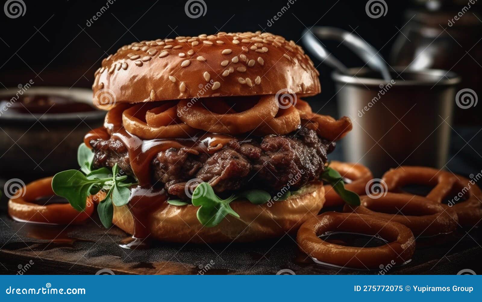 Grilled Beef Burger with Cheese and Fries Generated by AI Stock Image ...