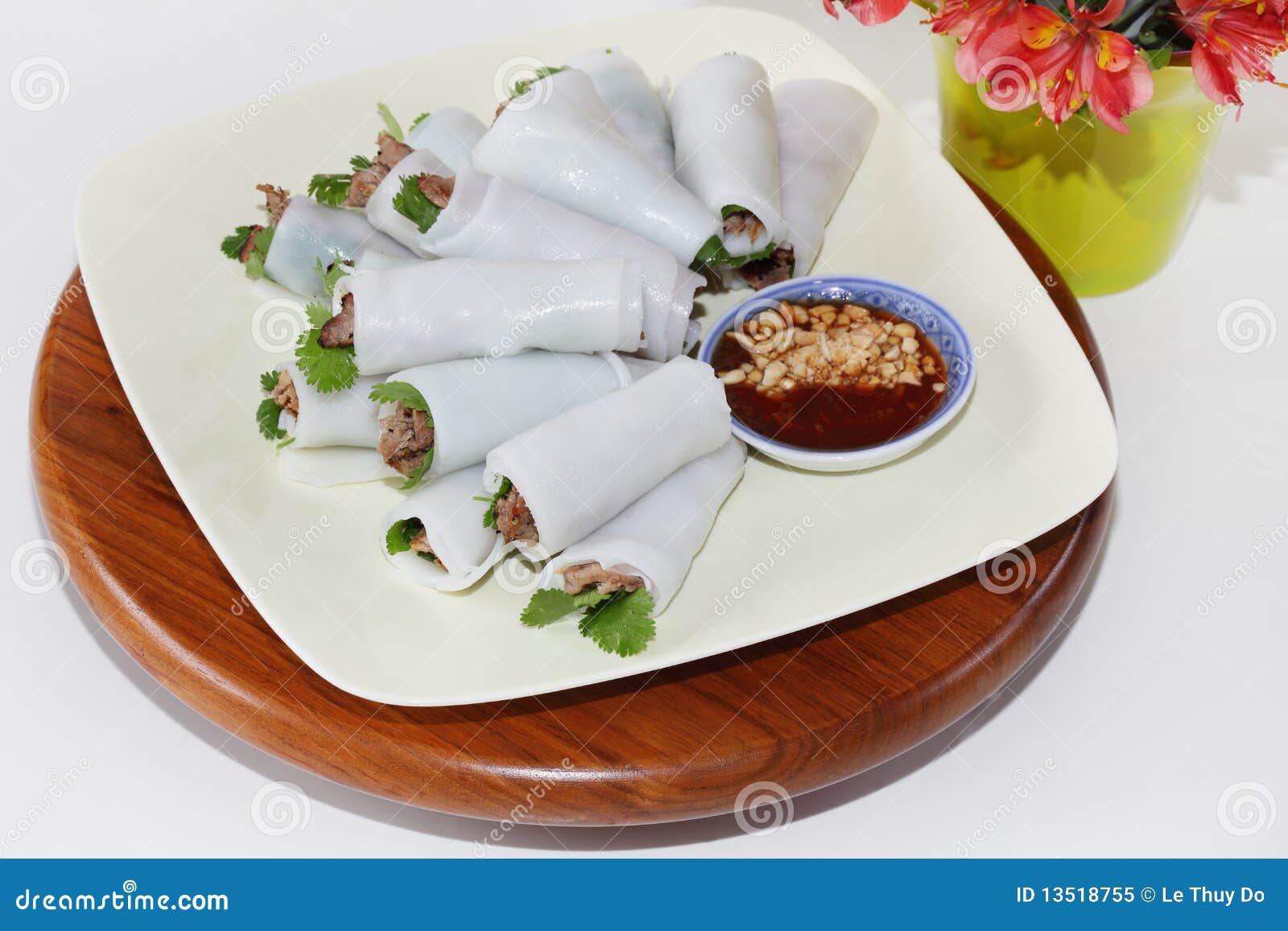 Grilled Beef Rice Crepe Rolls Stock Image Image of serving, salad
