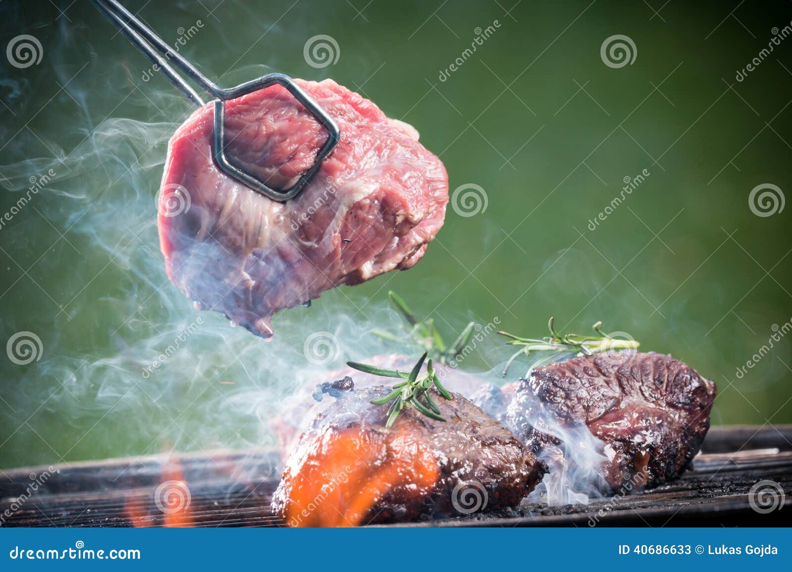 Grilled beef steaks stock image. Image of glow, cookout 40686633