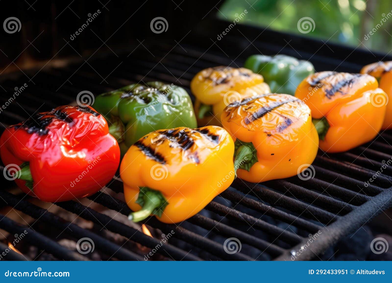 Grilled Bell Peppers on a Garden Grill Stock Image - Image of delicious ...