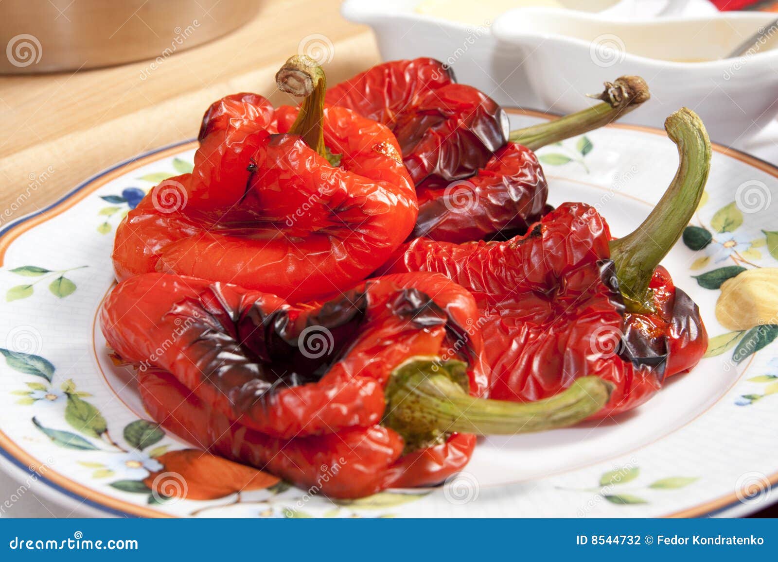 Grilled Bell Peppers Prepared for Making Salad Stock Photo Image of