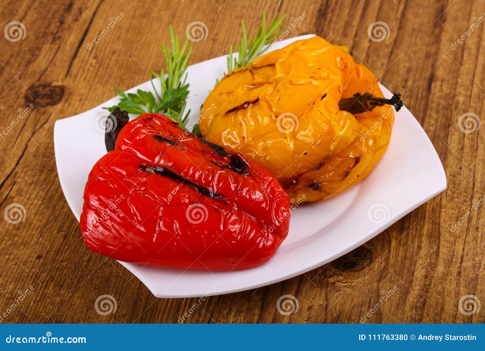 Grilled Bell Peppers stock photo. Image of orange, paprika - 111763380