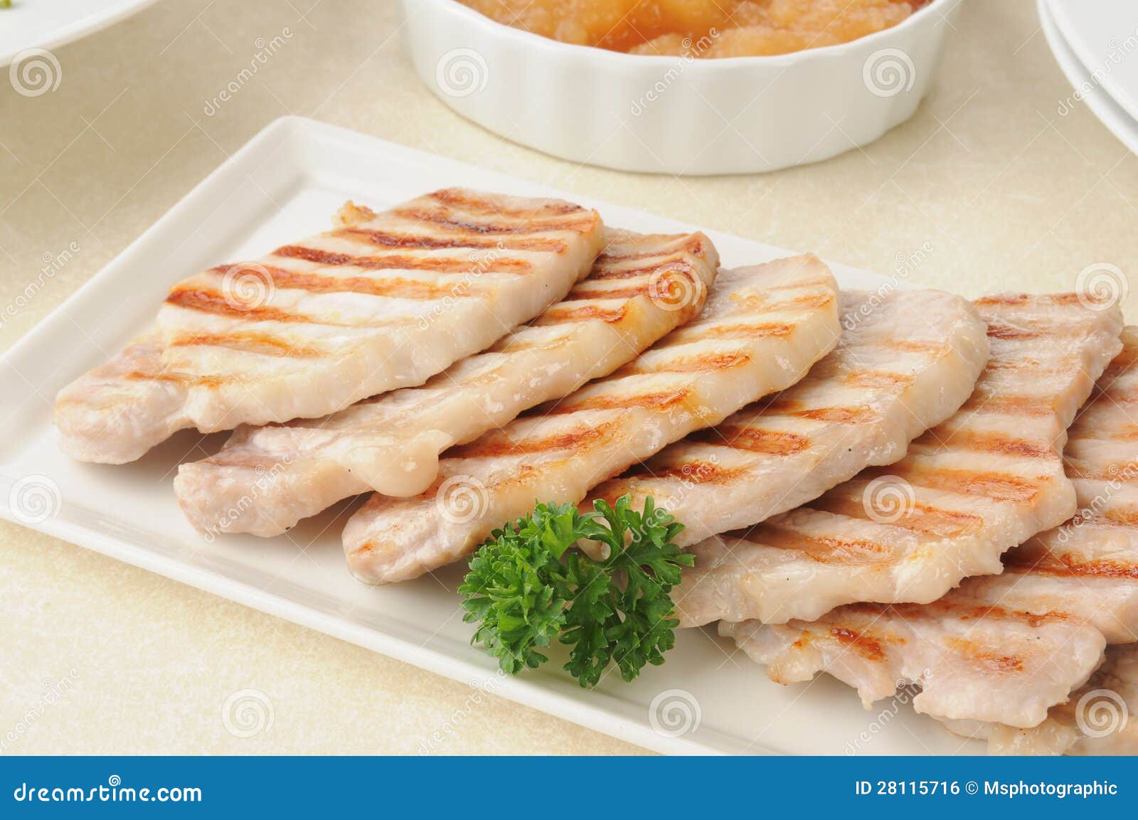 Grilled Boneless Pork Chops Stock Photo Image of platter, food 28115716