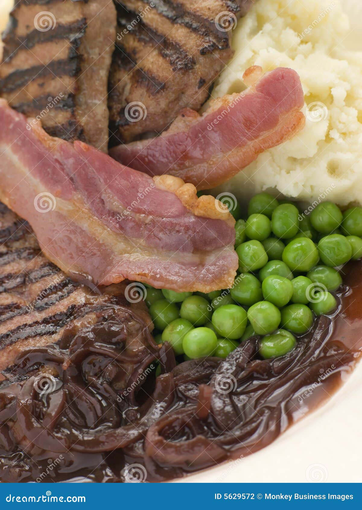 Grilled Calves Liver and Bacon Stock Photo Image of potato, meat 5629572