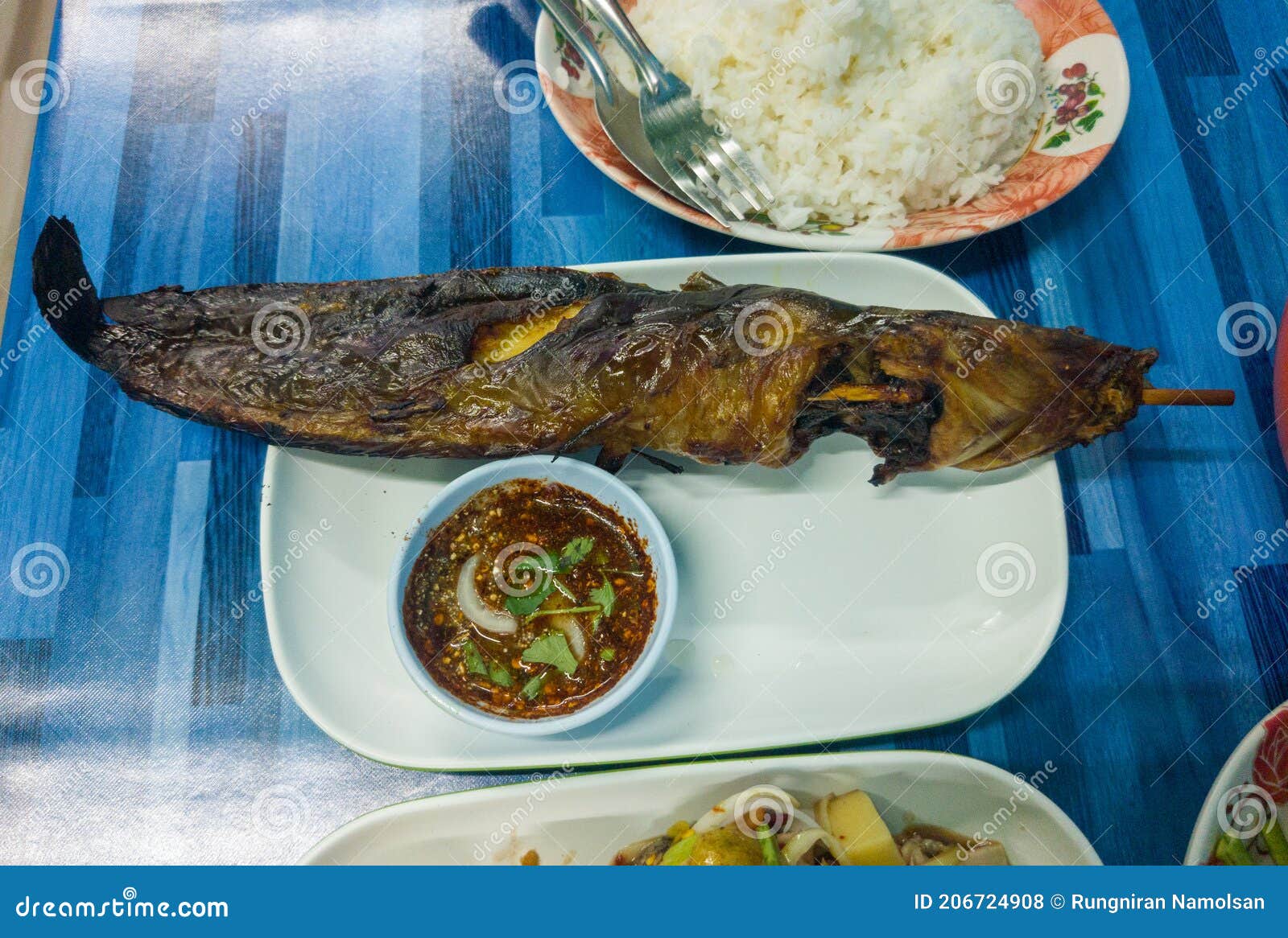 Grilled Catfish with Dipping Sauce Stock Photo Image of gourmet