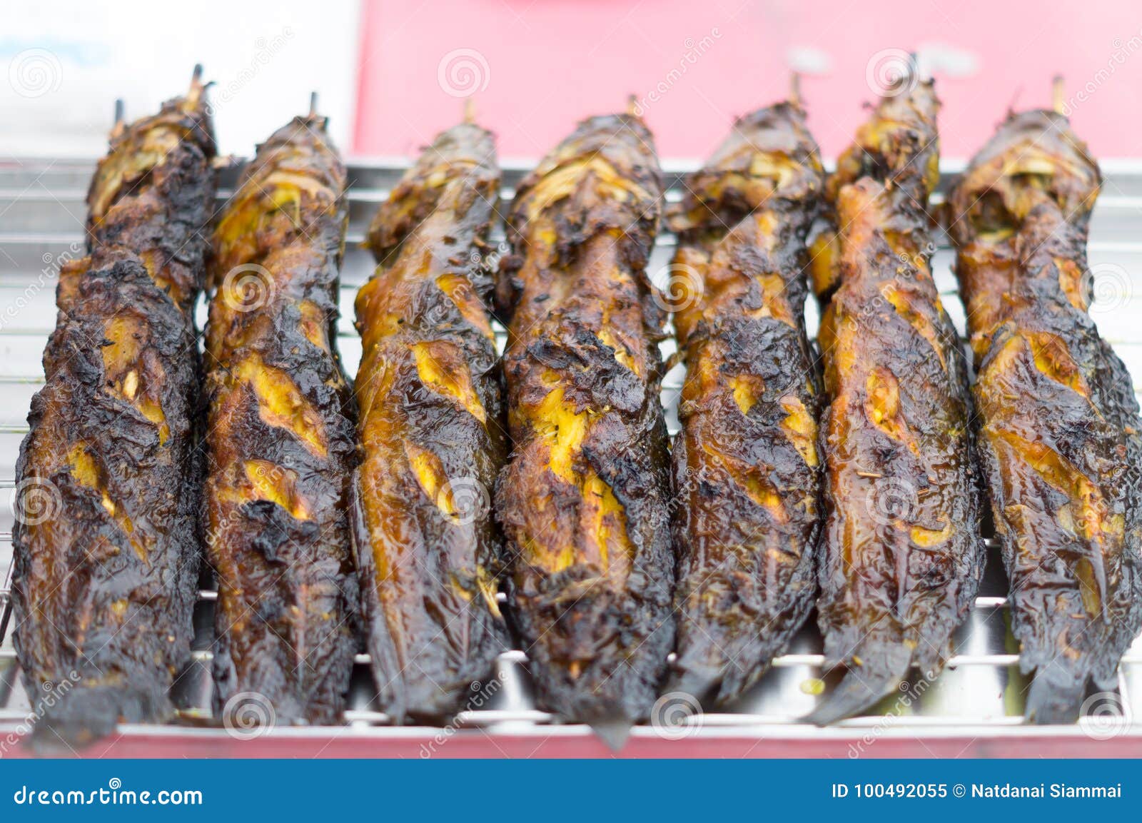 Grilled catfish stock image. Image of dinner, grilled 100492055