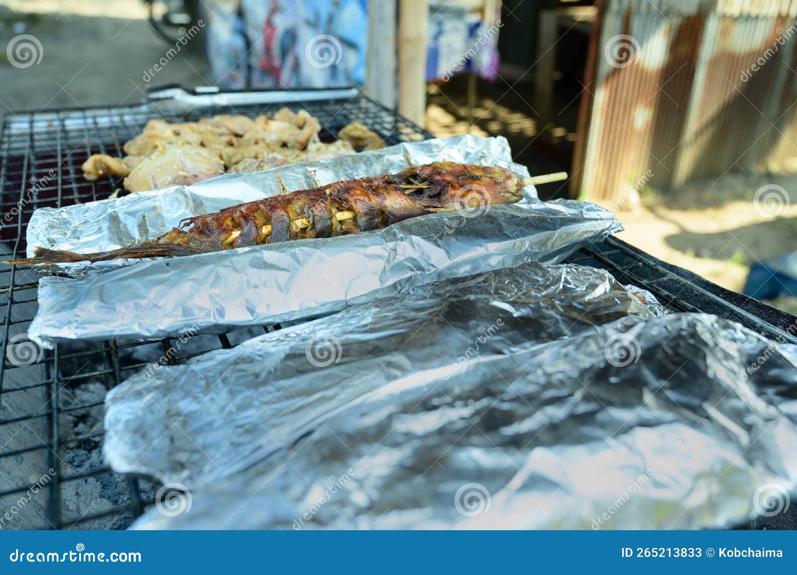 Grilled Catfish Wrapped in Foil Stock Image Image of grilled, meal