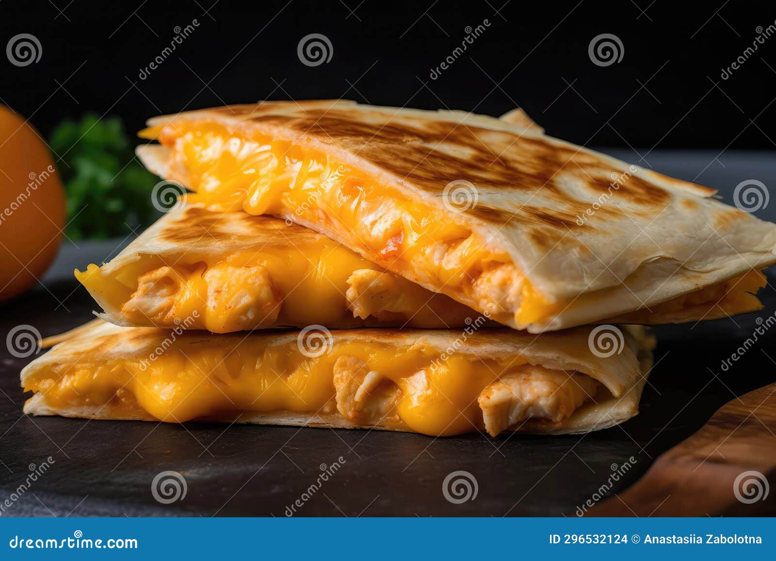 Grilled Cheese Quesadilla Folded Over with Melted Monterey Jack