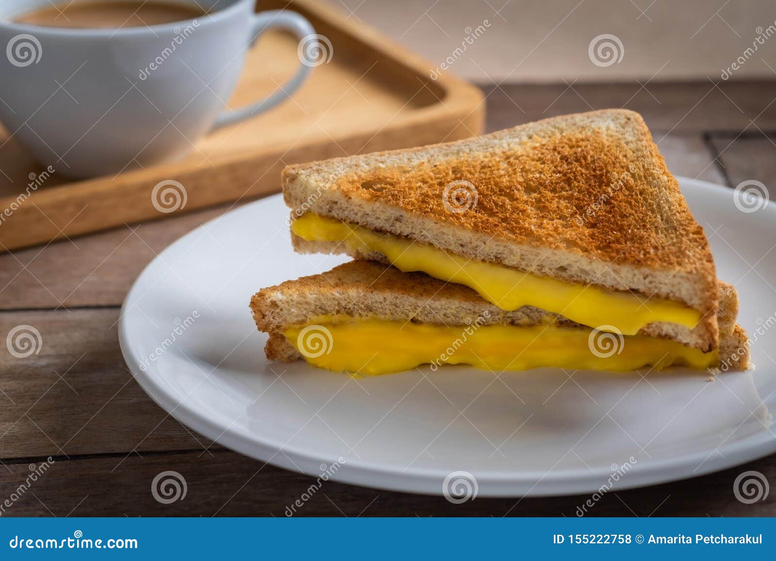 Grilled Cheese Sandwich on Plate and Coffee Cup Stock Photo Image of