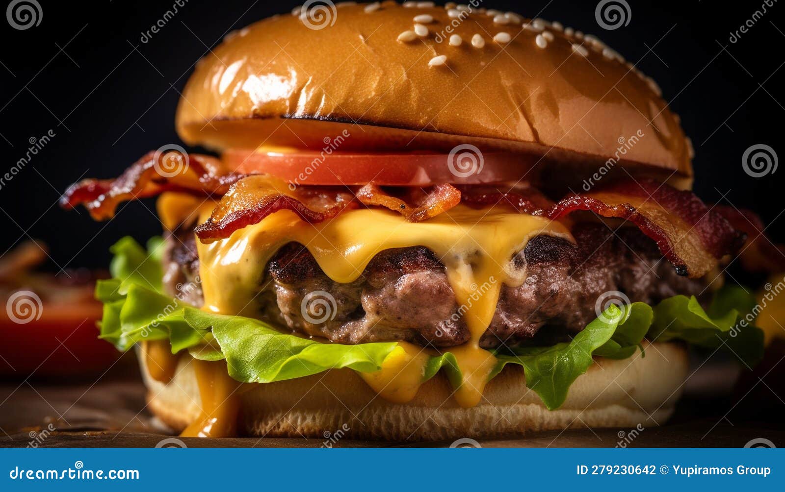 Grilled Cheeseburger with Fries, a Classic American Lunchtime Snack ...