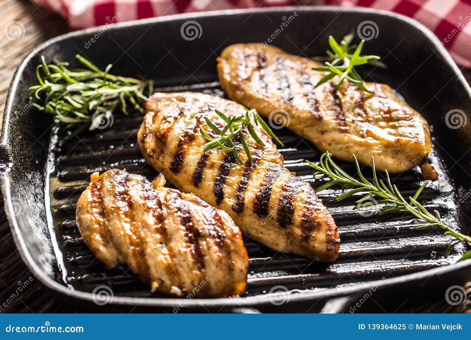 Grilled Chicken Breast in Grill Pan with Herbs Stock Image Image of