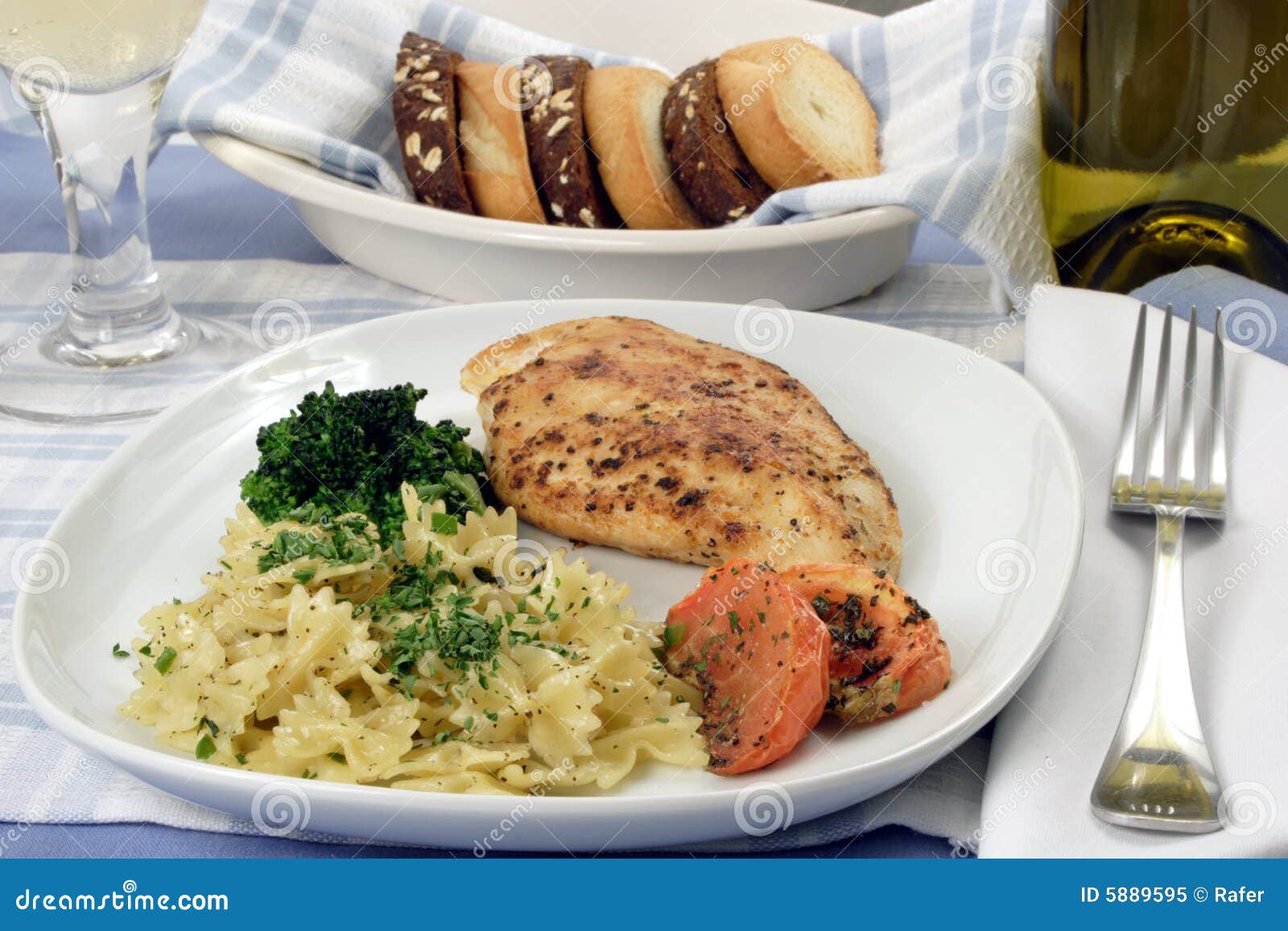Grilled Chicken Breast and Pasta Stock Image Image of braise