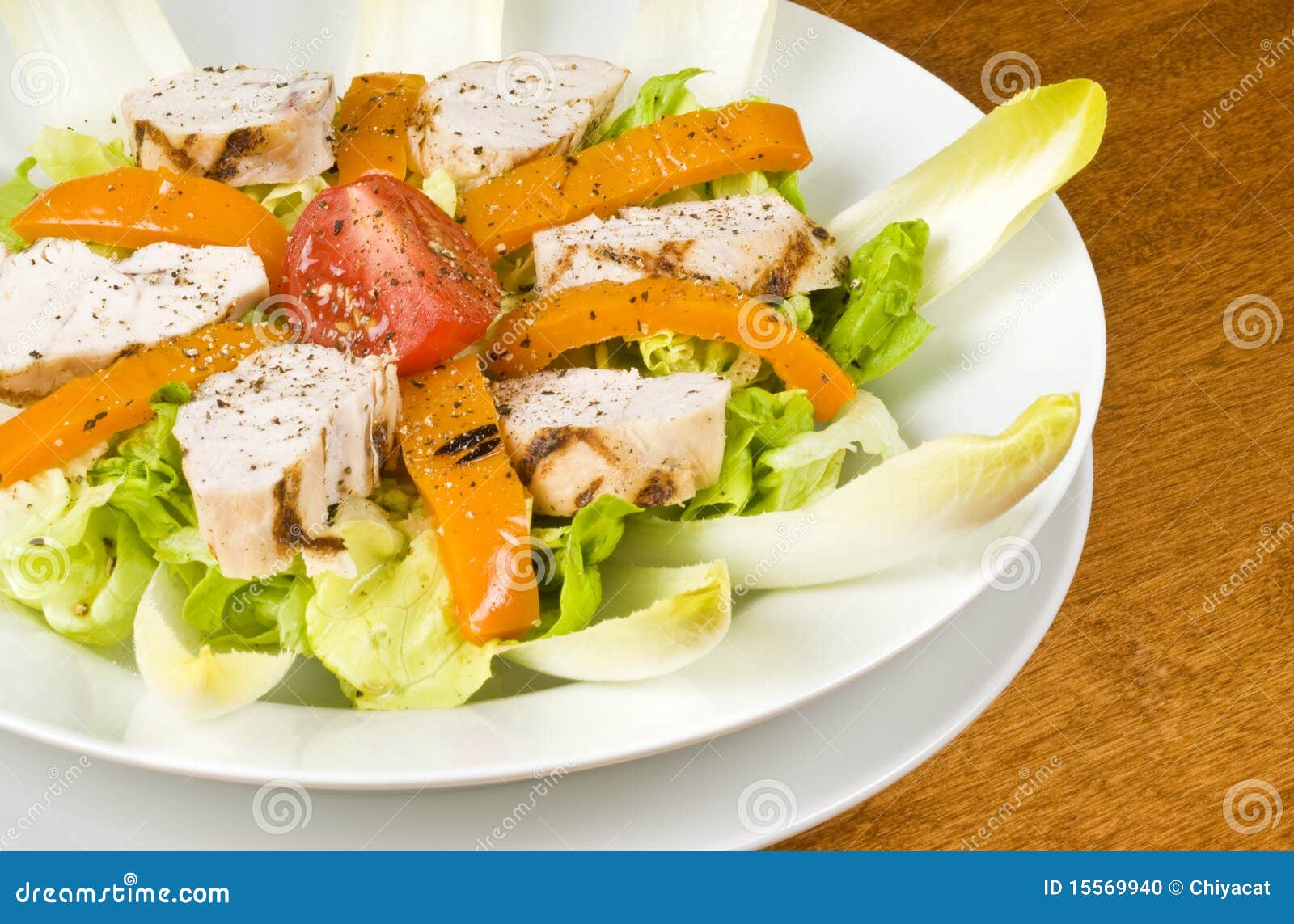 Grilled Chicken Breast Salad with Endive Stock Photo - Image of orange ...