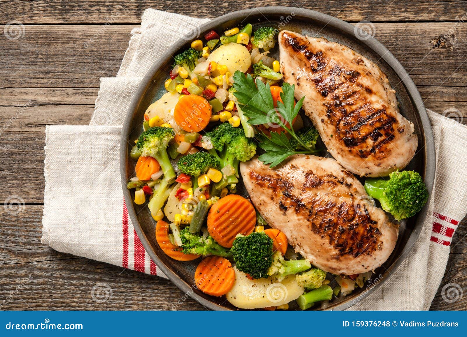 launch Circus B.C. Grilled Chicken Breasts with Vegetables Stock Photo - Image of healthy,  plate: 159376248