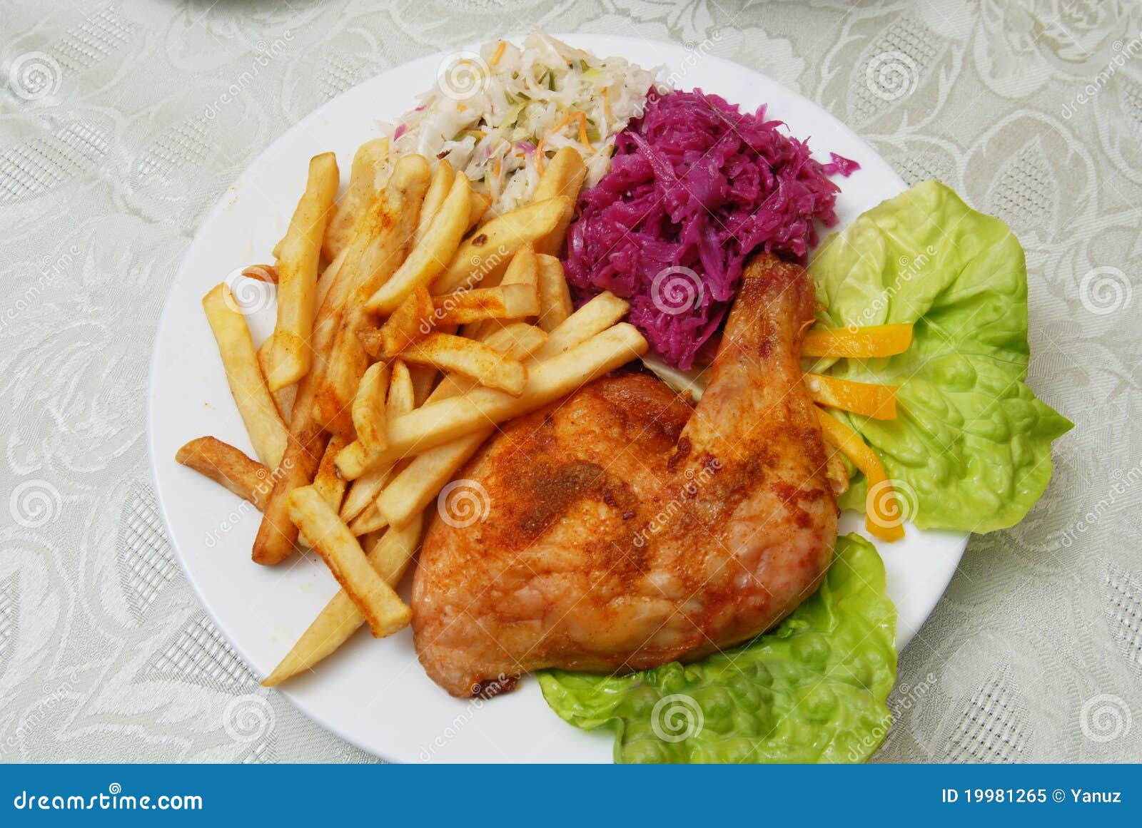 Grilled chicken and chips stock image. Image of fries 19981265