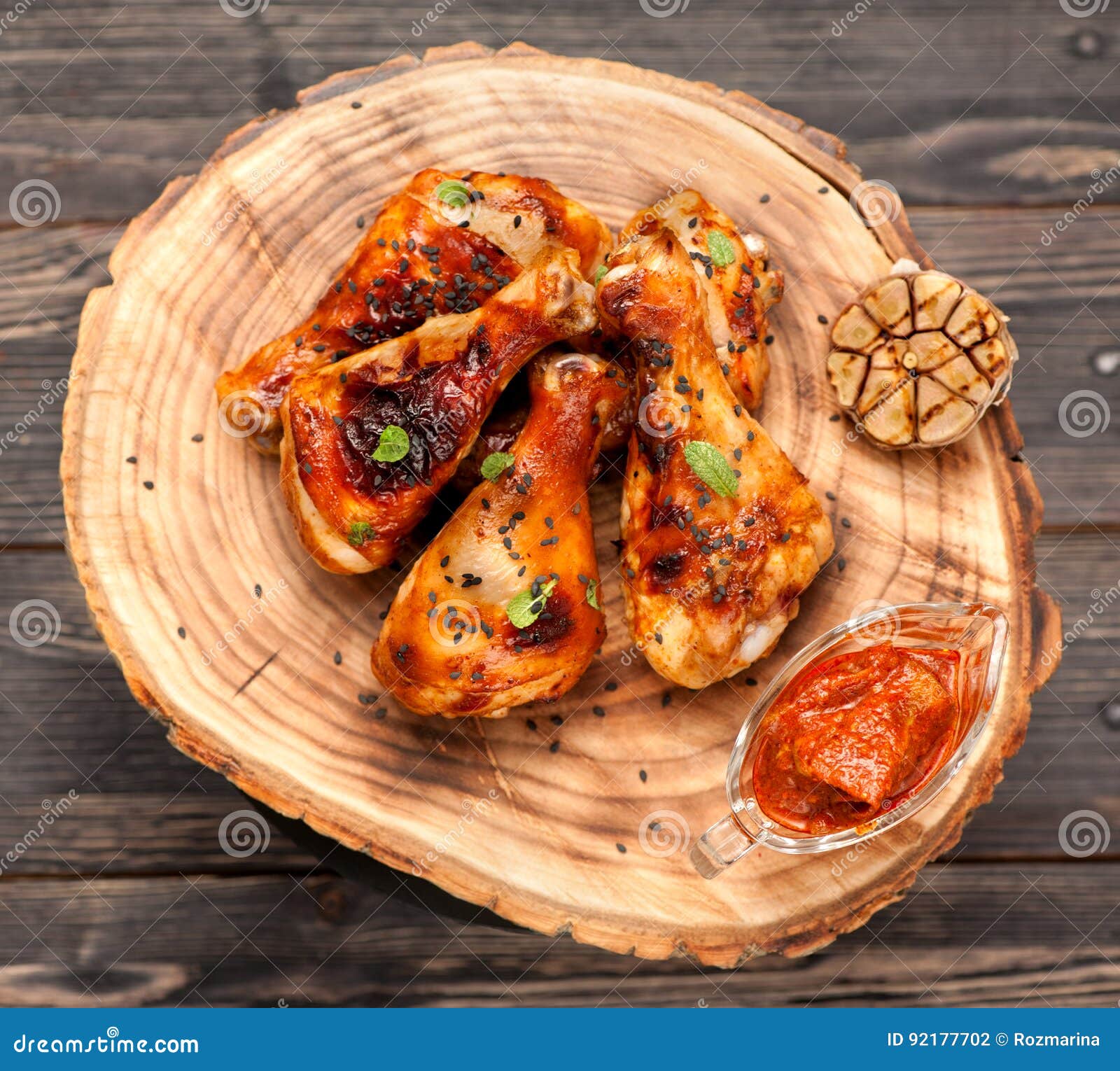 Grilled chicken drumstick stock photo. Image of spicy 92177702