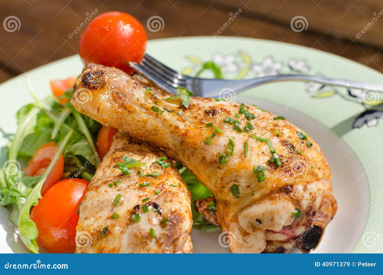 Grilled Chicken Drumstick with Vegetable Stock Image Image of
