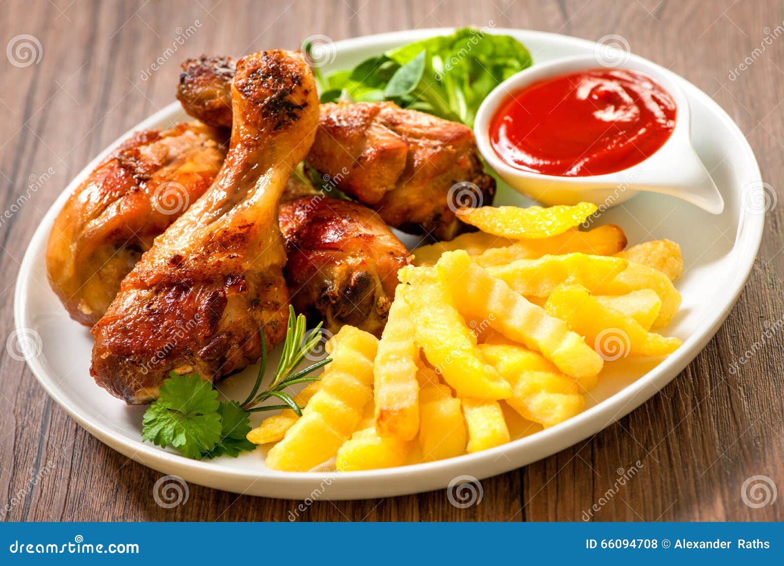 Grilled Chicken with French Fries Stock Photo - Image of grill, diet ...