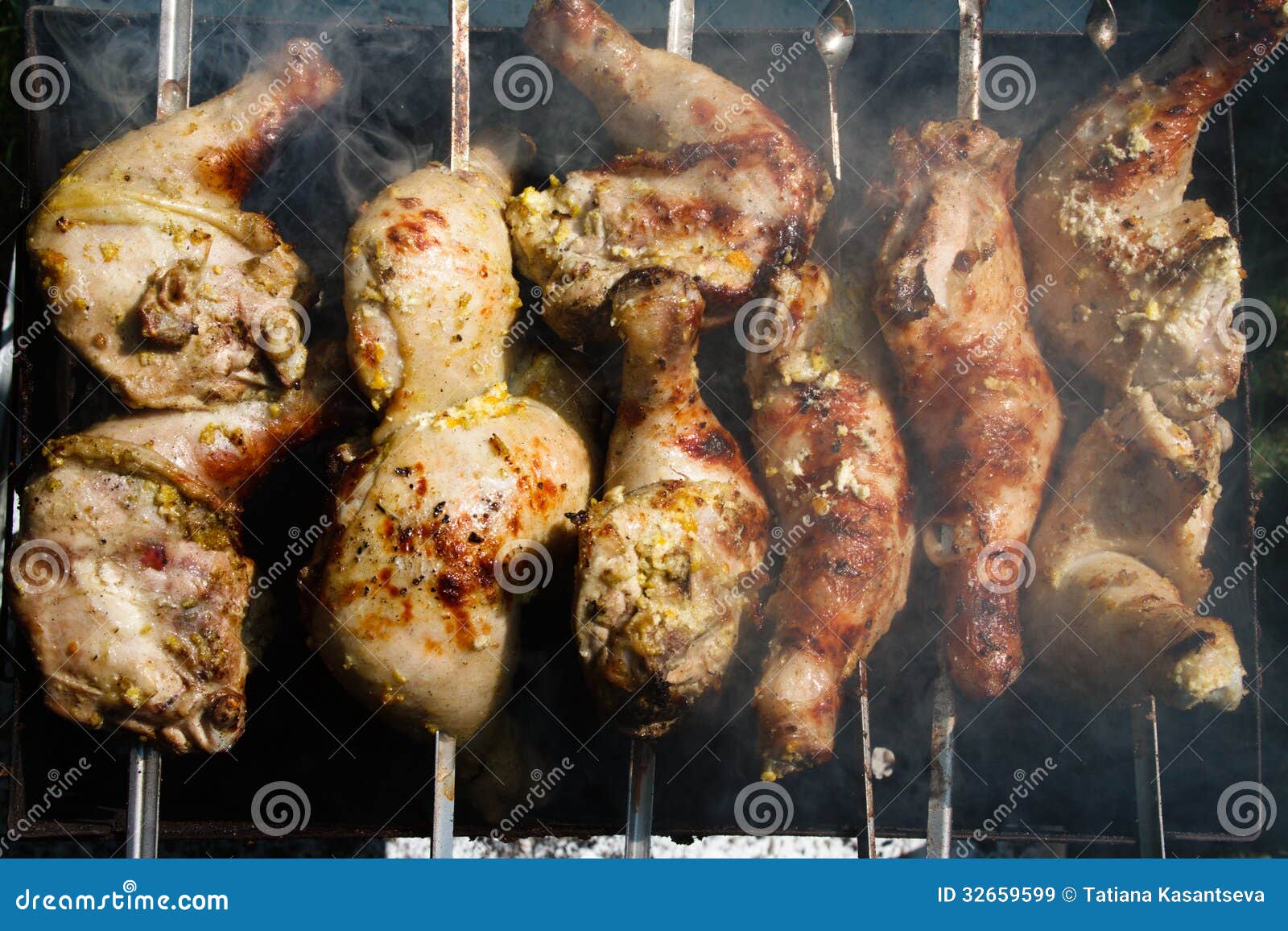 Grilled Chicken Leg on the Grill Stock Image Image of golden, breast