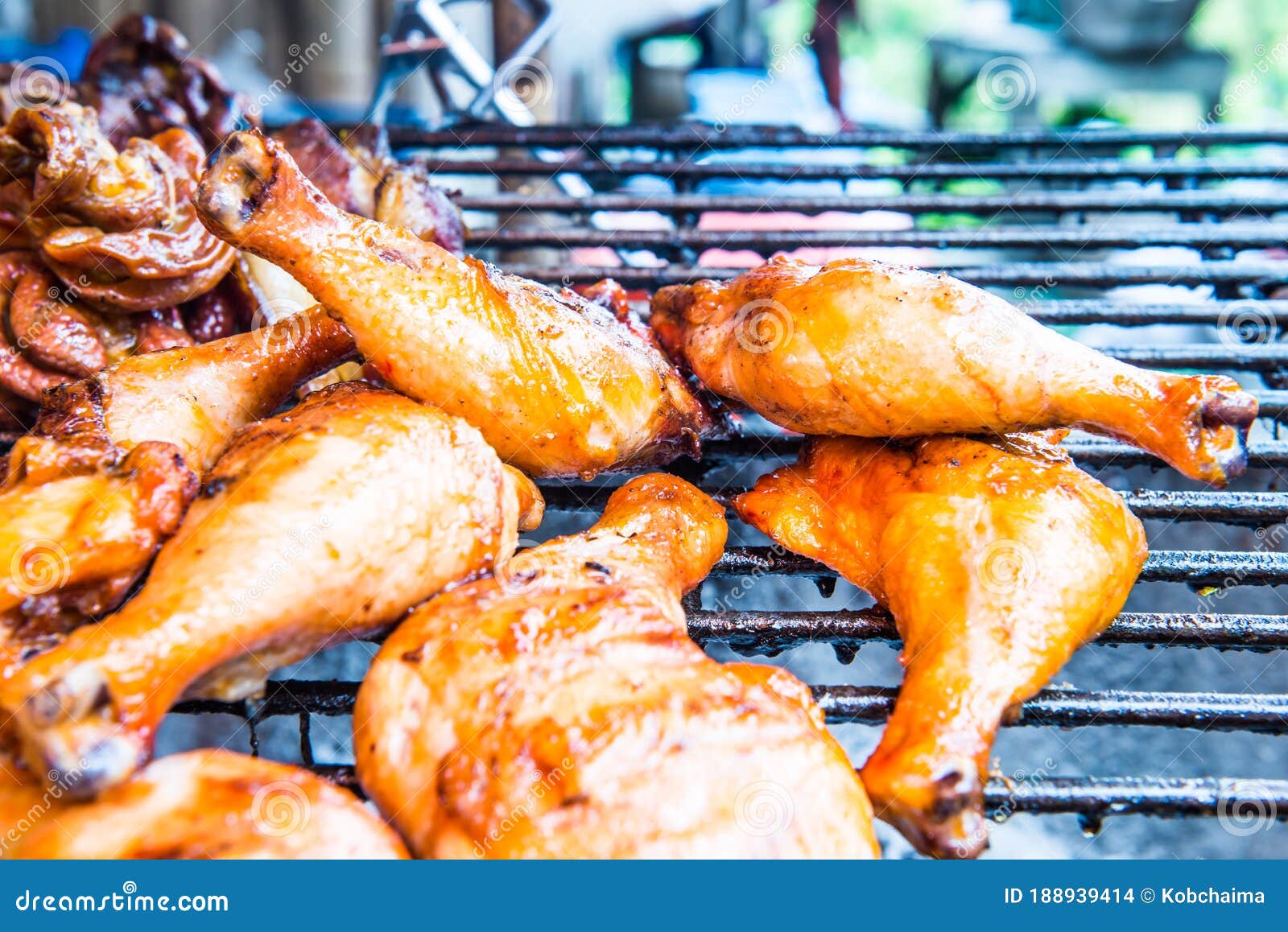 Grilled Chicken Leg on Grill Stock Photo Image of grill, grilling
