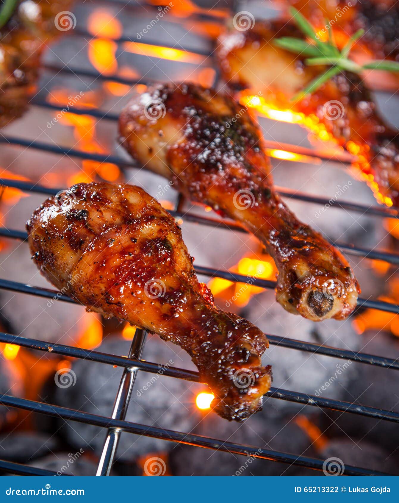 Grilled Chicken Legs on the Grill Stock Photo Image of mignon, fire