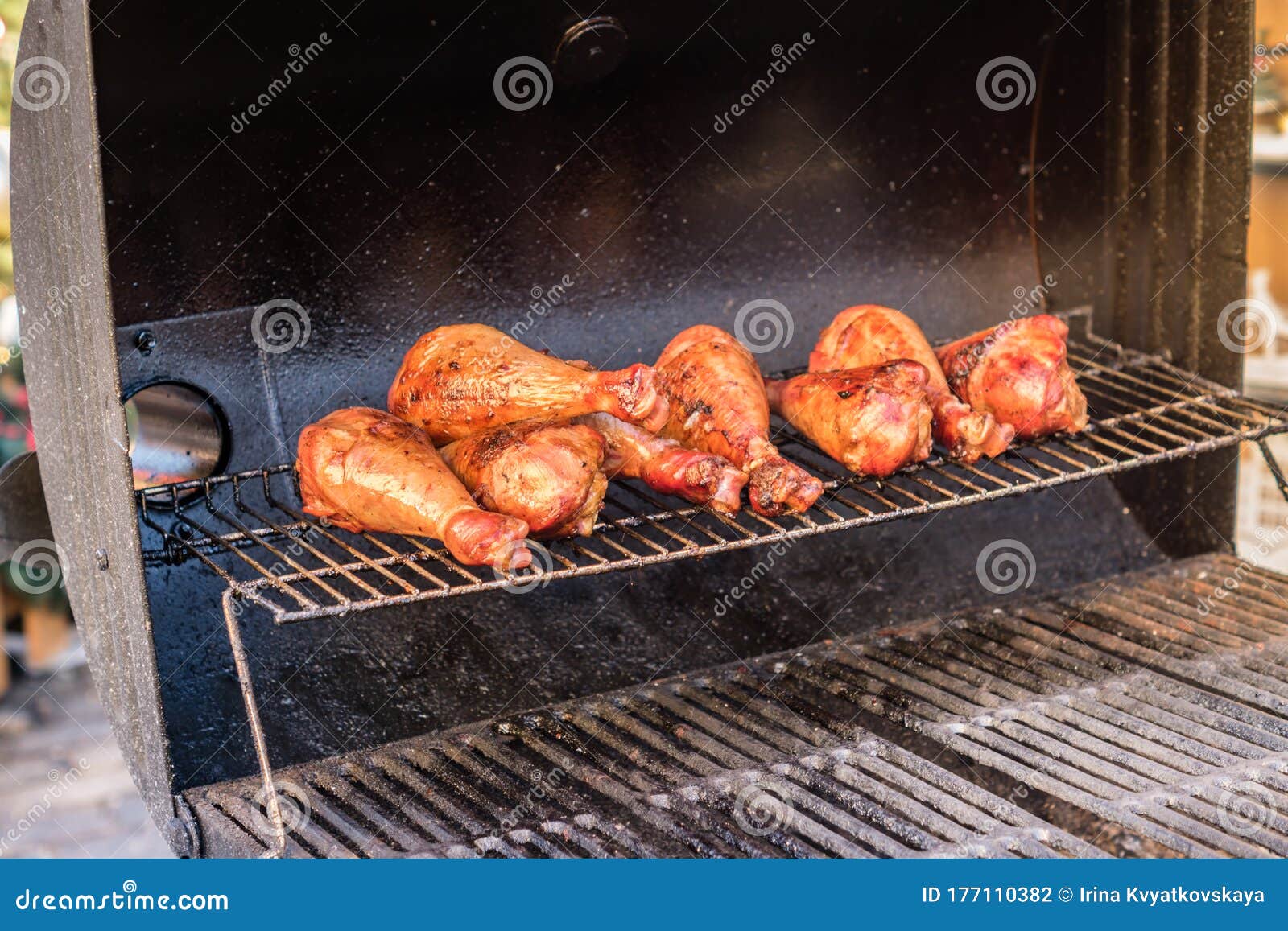 Grilled Chicken Legs Prepared Outdoors Stock Photo Image of fire, outdoor 177110382