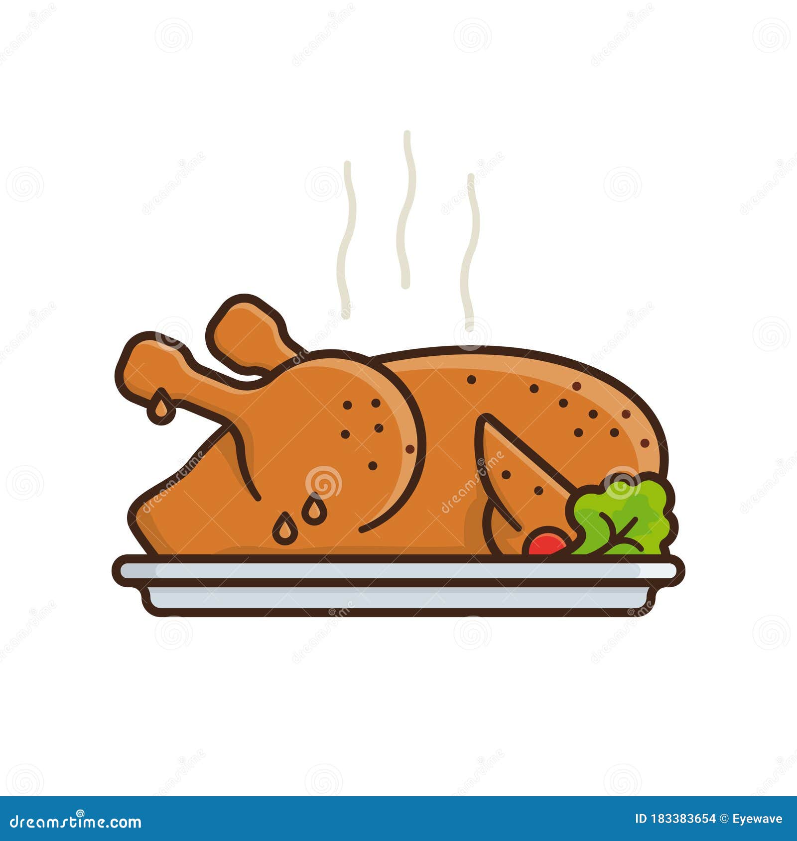 Grilled Chicken on a Platter Isolated Vector Illustration Stock Vector ...