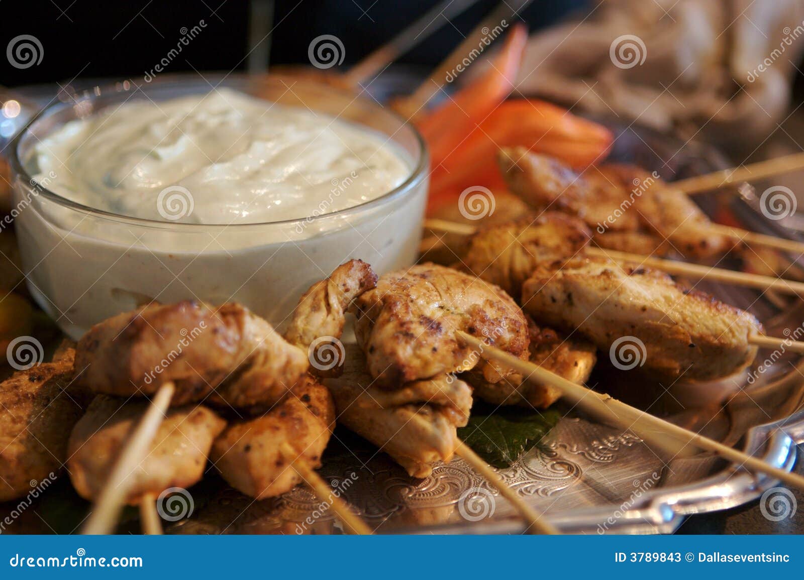 Grilled Chicken Skewers with Dipping Sauce Stock Image Image of home