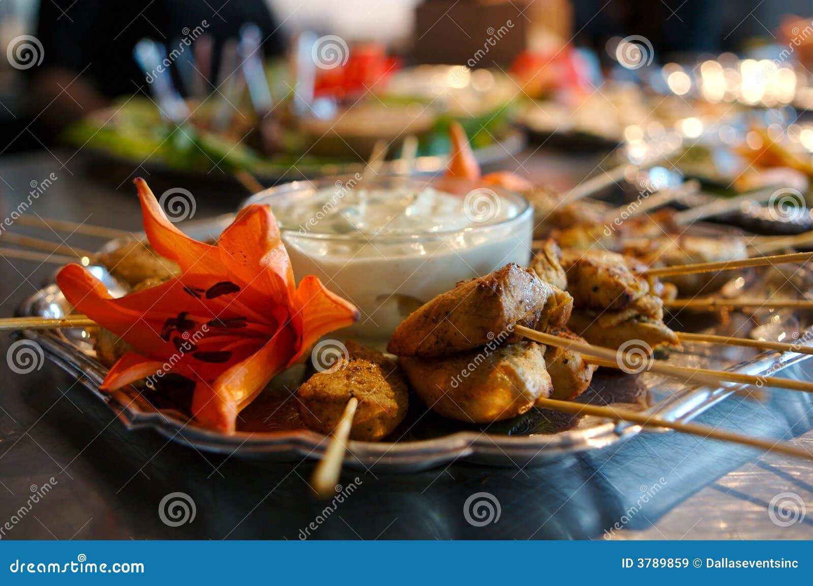 Grilled Chicken Skewers with Dipping Sauce Stock Image Image of