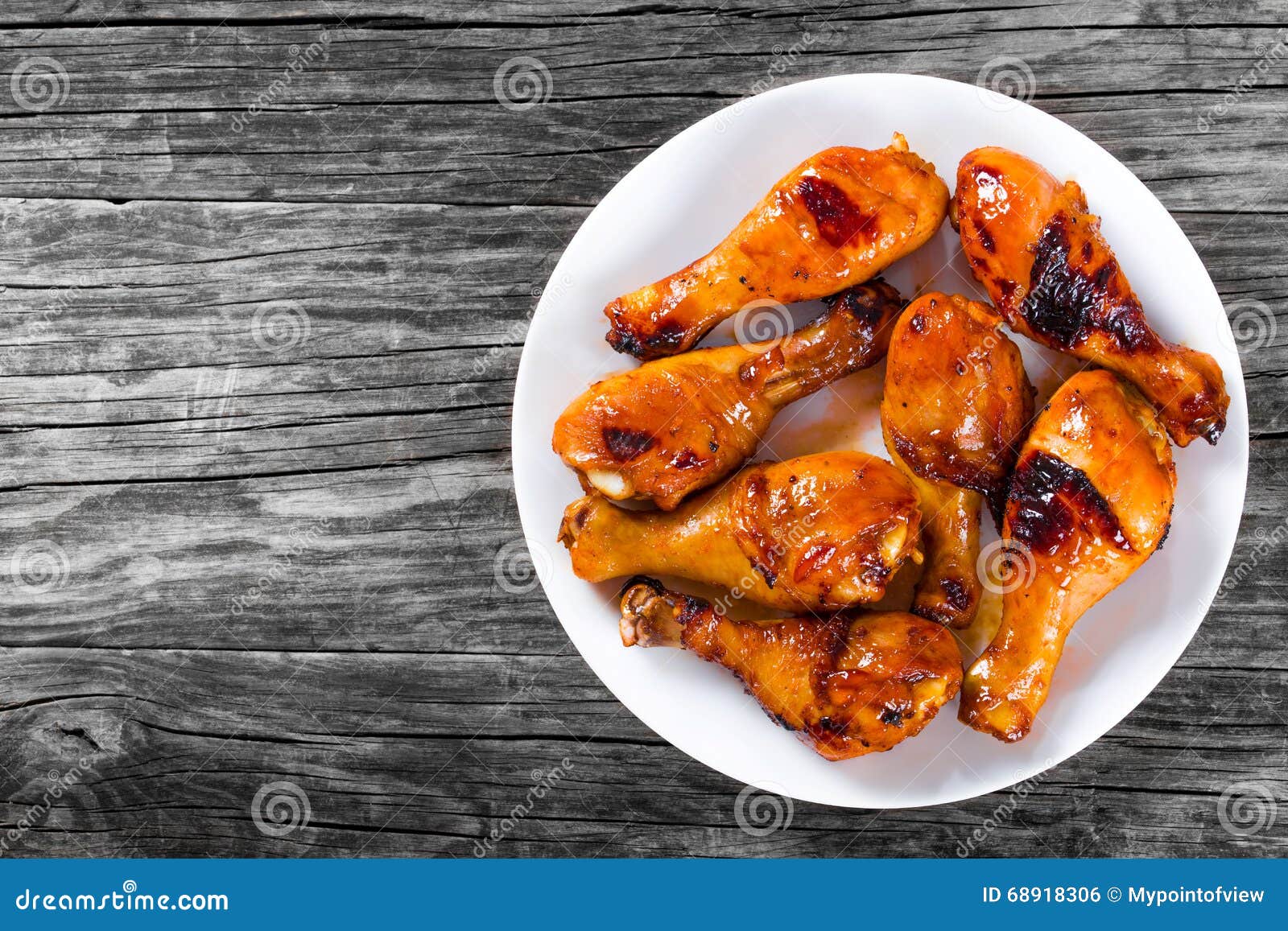 Grilled Chicken Sticky Drumsticks Marinated with Honey and Ginger, Top