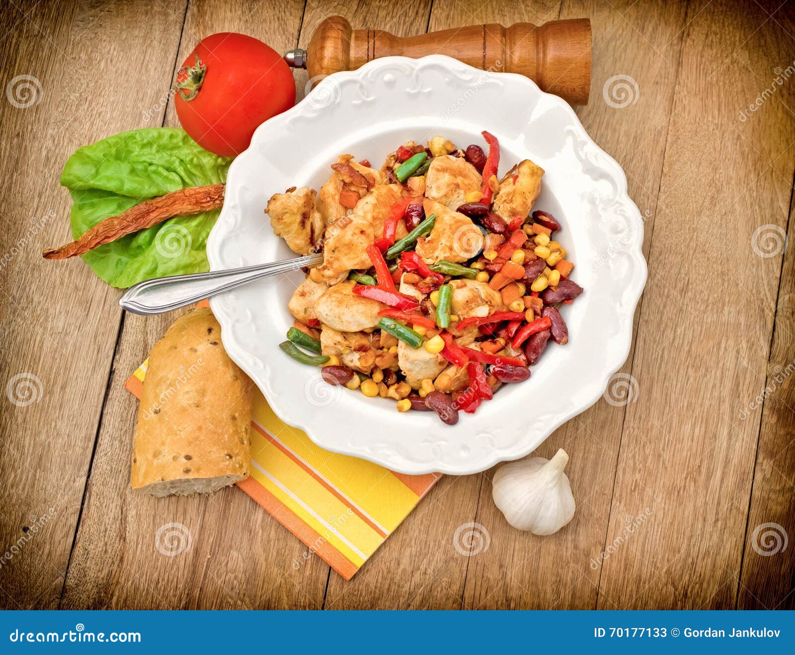 Grilled Chicken White Meat chicken Breast and Vegetables Stock Image