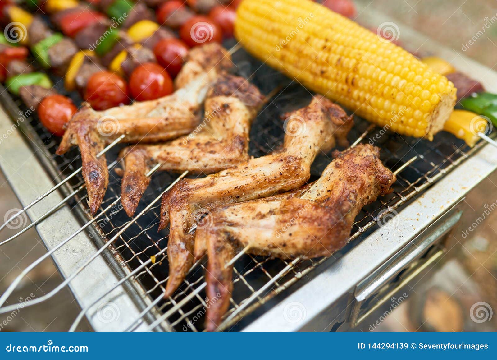 Grilled Chicken Wings and Vegetables Stock Image Image of spring