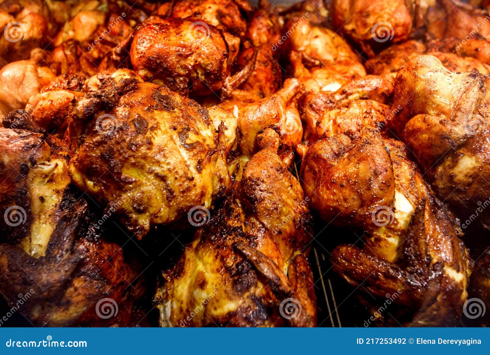 Grilled Chickens Cooked, Whole Chicken Fried, Piled in Bulk, in ...